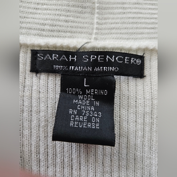 NWT - Italian Merino Wool Sarah Spencer Off White Cardigan - Size L - Picture 2 of 8